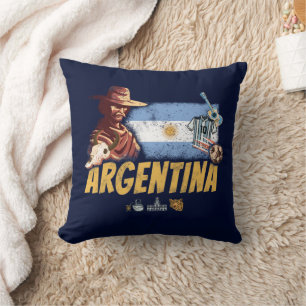 Almofada Argentina vintage gaúcho com bola de futebol de ba