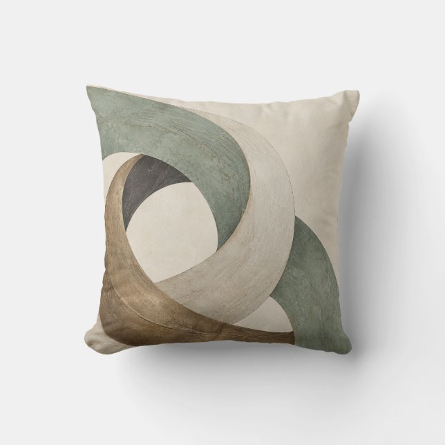 Almofada Argolas Abstratas Interligadas Sage Ivory (Frente)