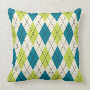Almofada Argyle azul e verde