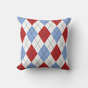 Almofada Argyle Padrão Diamond Design Geométrico Azul Claro