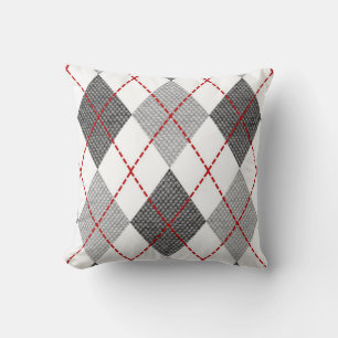 Almofada Argyle Pattern Diamond Design Geométrico Branco