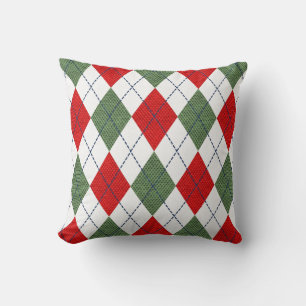 Almofada Argyle Pattern Diamond Design Geométrico vermelho
