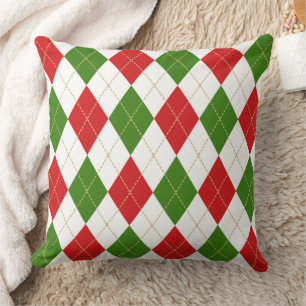 Almofada Argyle Vermelho Verde Branco