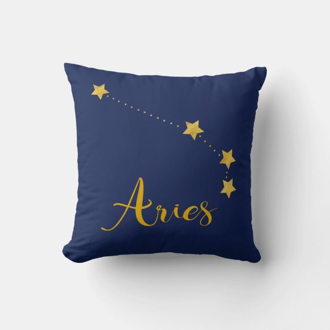 Almofada Aries Astrology com Constelação de Estrelas (Frente)