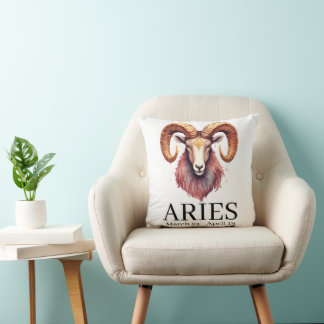 Almofada Áries Carneiro Aquarela | Astrologia Zodíaco Celes
