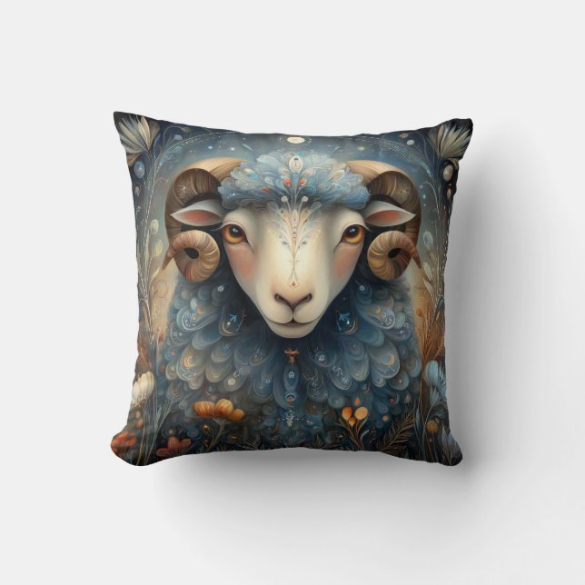Almofada Aries Ram Zodiac Astrology Celestial Birthday (Frente)