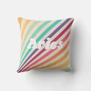 Almofada Aries Retro Rainbow Zodiac Astrology Travesseiro r