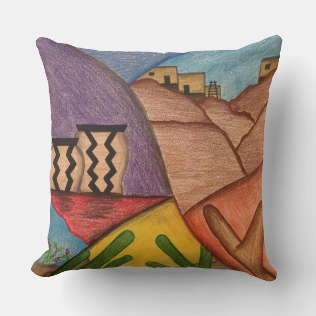 Almofada Arizona Desert Folk Art Southwest Travesseiro deco (Frente)