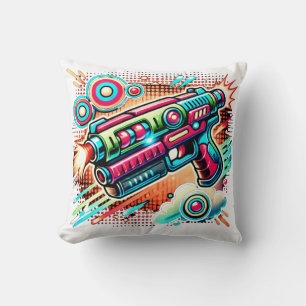 Almofada Arma de Raios Colorida de Arte Pop Retro Ficção