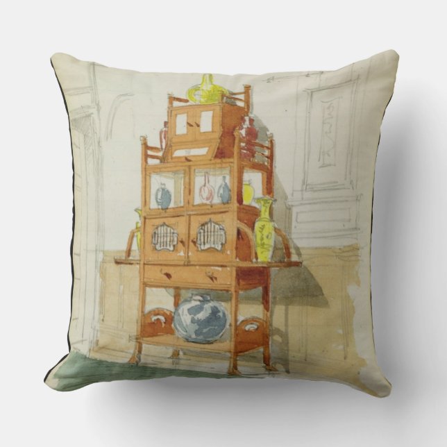 Almofada Armário da exposição, c.1860s-70s (w/c & lápis em (Frente)