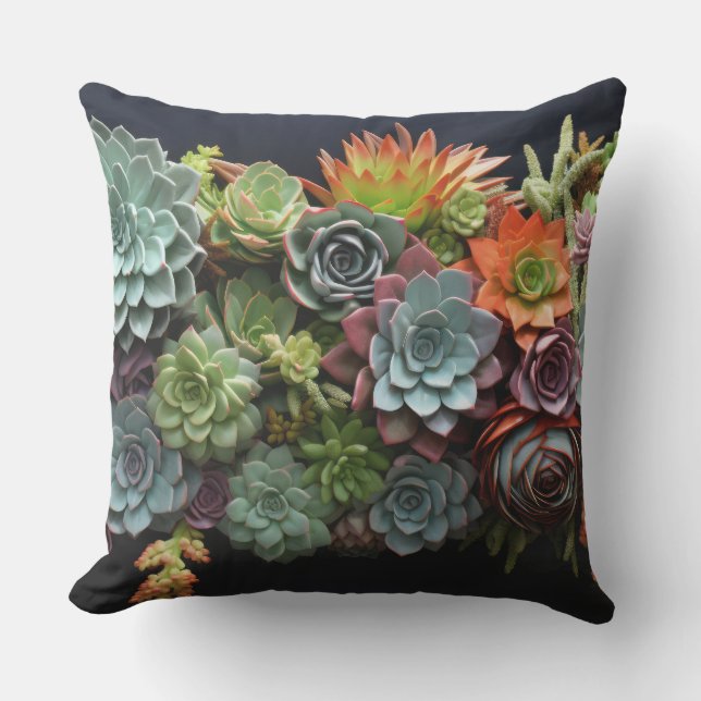 Almofada Arranjo colorido para os succultos (Frente)