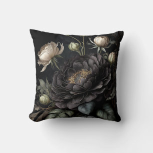 Almofada Arranjo de Rosa Gótica Flor Preta