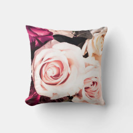 Almofada Arranjo de Rosas Rosa e Branca Design Floral