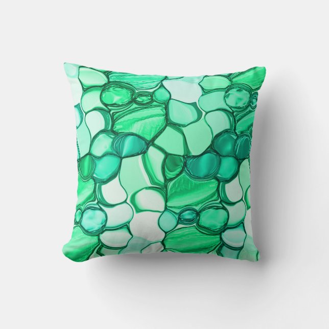 Almofada Arredondar como pedras em tons de verde claro para (Frente)