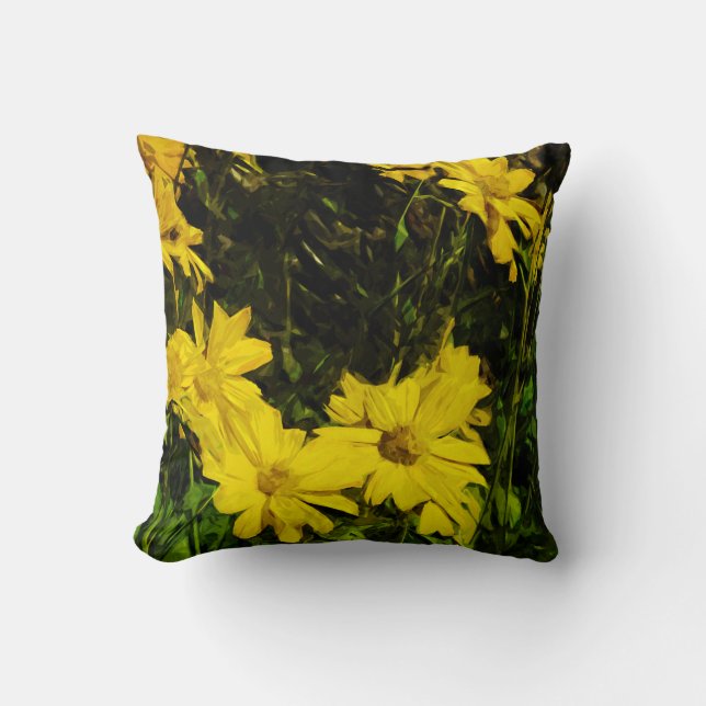 Almofada Arrofiraf Balsamroot Yellow Wilflower Abstrato (Frente)