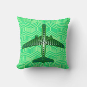 Almofada Art Deco Airplane, Emerald e Jade Green