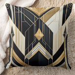 Almofada Art Deco antigo Dourado Black Geométrico Design<br><div class="desc">Art Deco antigo Dourado Black Geométrico Design</div>
