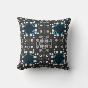 Almofada Art Deco Azul, Branco, Cinza Retro-Arte