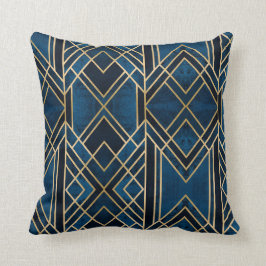 Almofada - Art Deco Azul e Dourado Espelhado