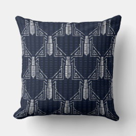 Almofada Art Deco Beetle Dash Patterno - Cinza em Azul Mari