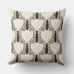Almofada Art Deco Beetle Patterle - Preto em Creme
