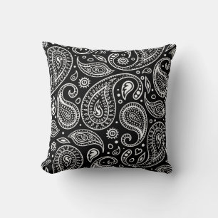 Almofada Art Deco Black and White Floral Paisley Standard