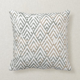 Almofada Art Deco Cinzas de Marfim Silver White Geometry Ma