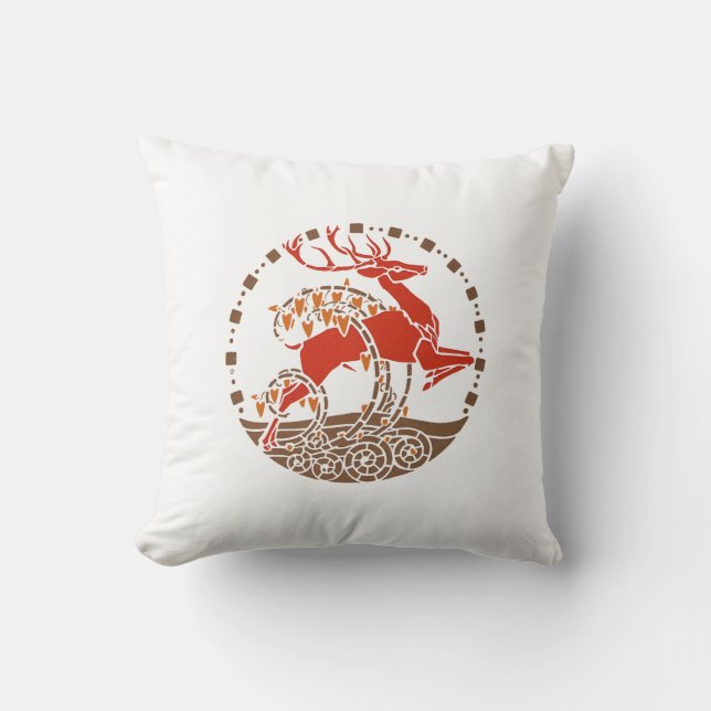 Almofada Art Deco Deer em Círculo (Frente)