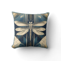 Art Deco Dragonfly Travesseiro decorativo