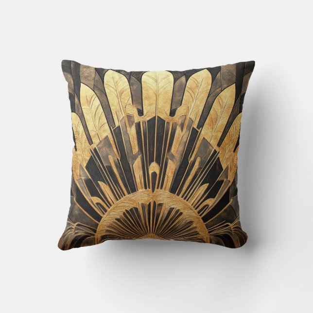 Almofada Art Deco Elegant Black and Gold Home and Office (Verso)