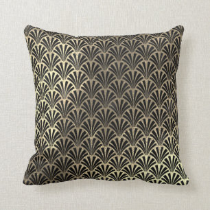 Almofada Art Deco Faux Sepia Black Dourado Escala de concha