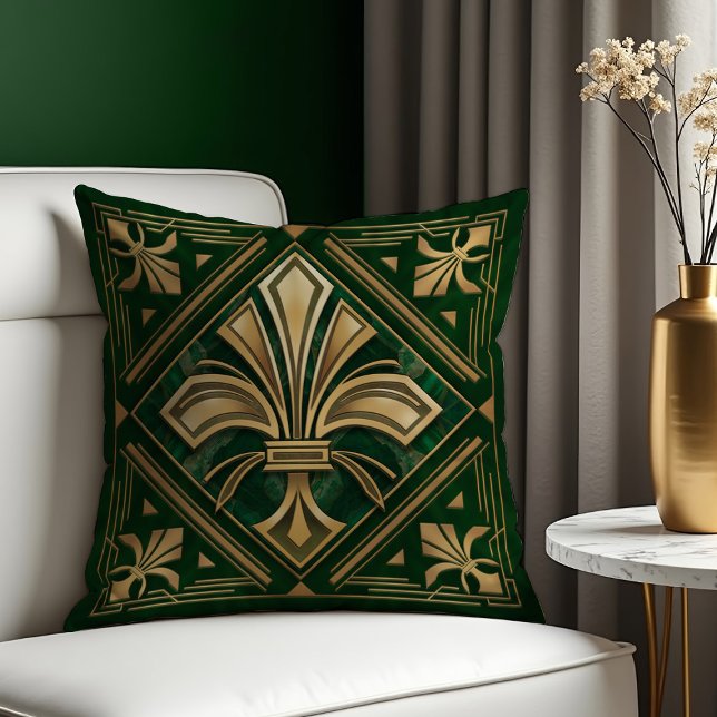 Almofada Art Deco Fleur-de-lis (Criador carregado)