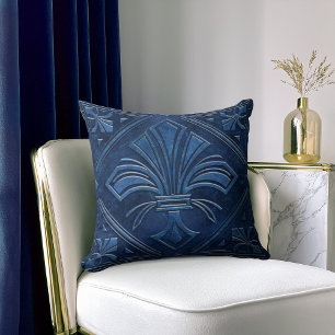 Almofada Art Deco Fleur-de-lis Blue Marble