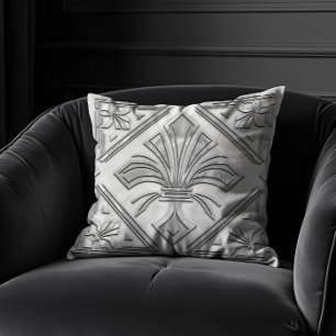 Almofada Art Deco Fleur-de-lis — mármore branco
