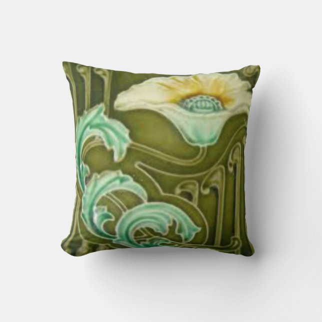 Almofada Art Deco Floral Travesseiro decorativo (Frente)