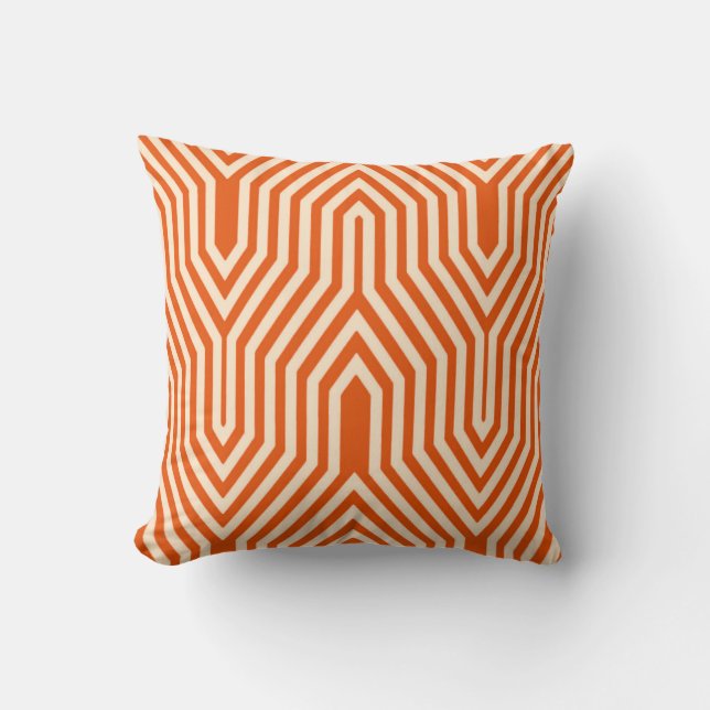 Almofada Art Deco Geométrico - laranja mandarina (Frente)