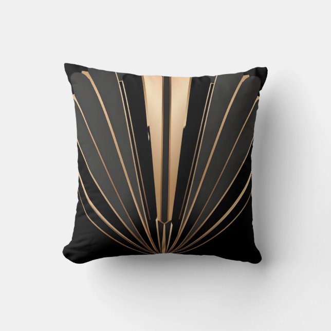 Almofada Art Deco Gold Fan Geometric Elegance (Frente)