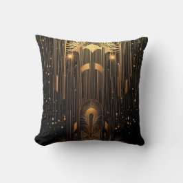 Almofada Art Deco Gold Rain Egyptian Art Black 15 x 15