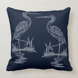 Almofada Art Deco Herons - Cinza Azul Marinho