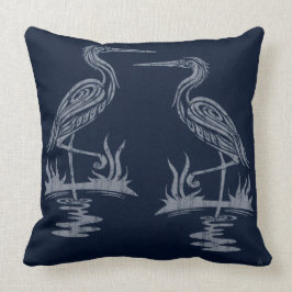 Almofada Art Deco Herons - Cinza Azul Marinho