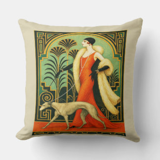 Almofada Art Deco Lady with Dog