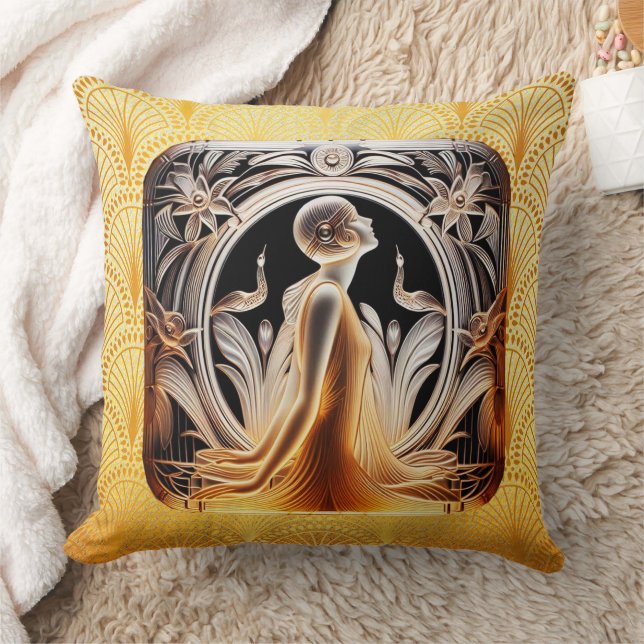 Almofada Art Deco Lalique Style Cushion. (Cobertor)