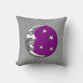 Almofada Art Deco Moon e estrelas - Ametist Purple & Silver