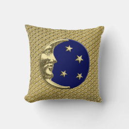 Almofada Art Deco Moon e estrelas - Marinho Azul e Dourado