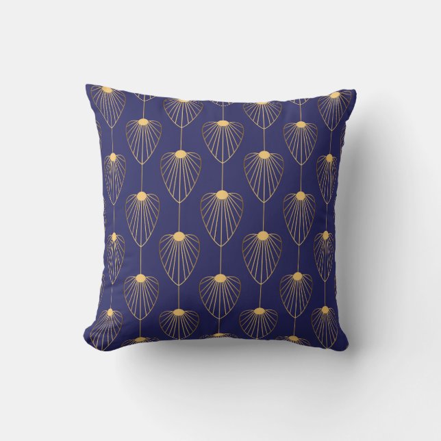 Almofada Art Deco ouro floral: elegante. (Frente)