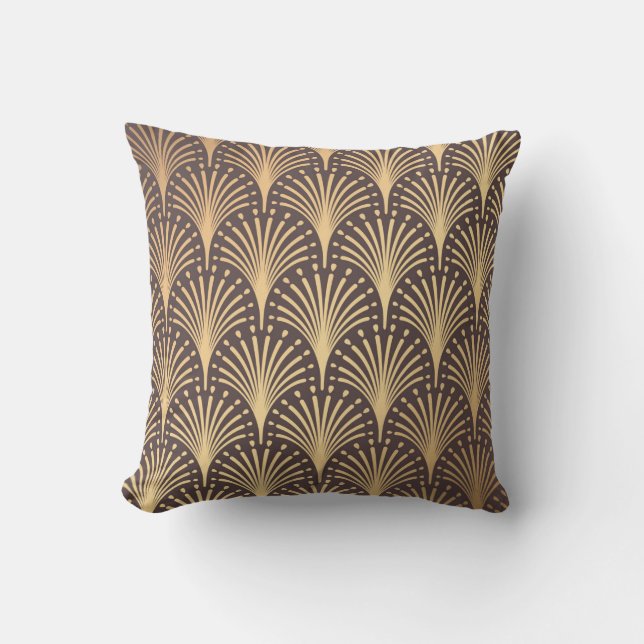 Almofada Art Deco Pattern. Fundo de ouro perfeito. Mini (Frente)