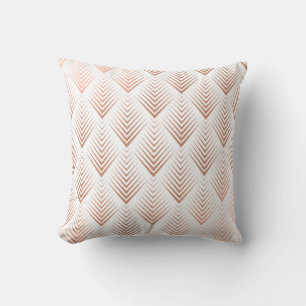 Almofada Art Deco Rosa Deus Cobre Branco, Tribal Geométrico