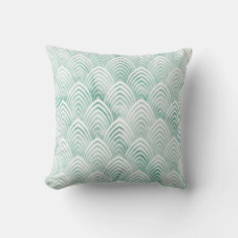 Almofada Art Deco Scales Aqua Mint White Geometry Marble