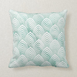 Almofada Art Deco Scales Aqua Mint White Geometry Marble