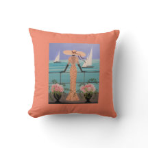 ART DECO, SENHORA UM BARCO, TRAVESSEIRO